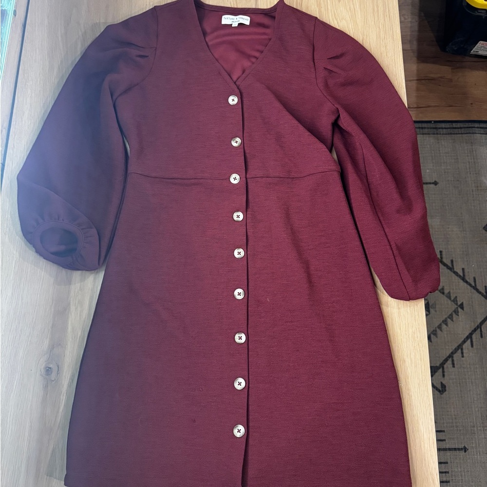 Madewell Wine Red Dress With Button Front